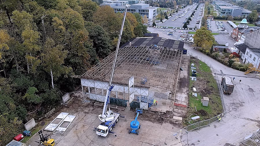 Video of the rebuild of Brooklands Museum and moving the Hangar